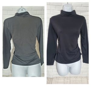 Love Black Long Sleeve Turtleneck with Ruched Sides Top